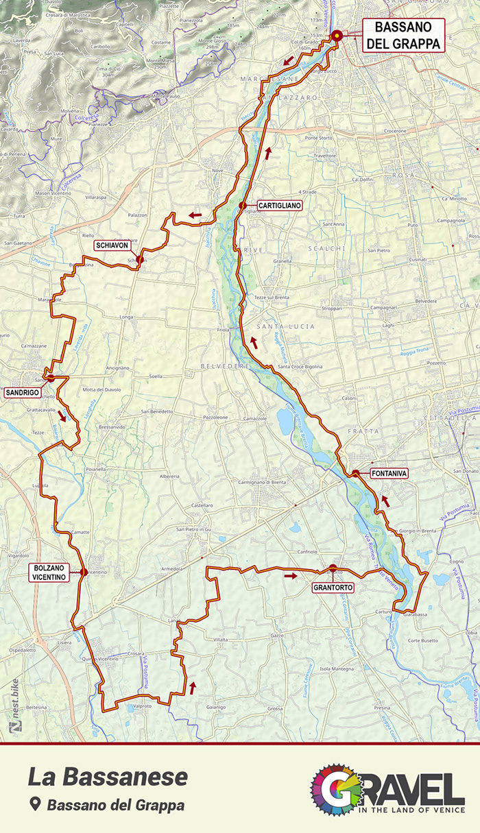 Mappa percorso La Bassanese