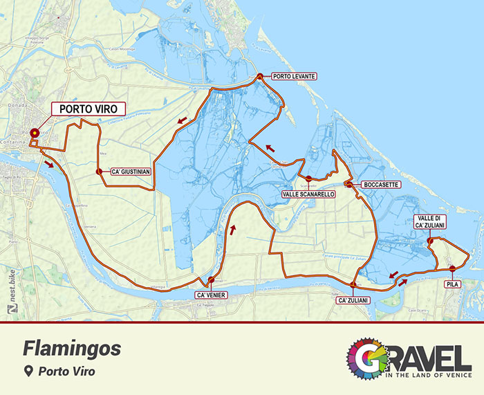 mappa percorso flamingos
